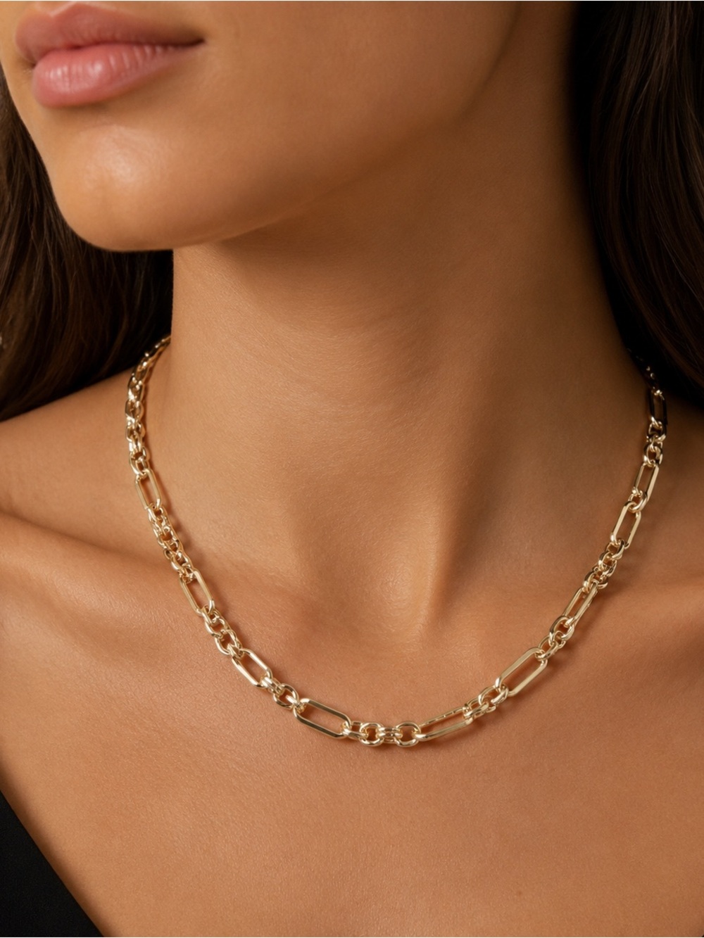 Modern Mixed-Link Chain Necklace 22"